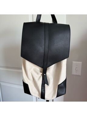 Deux Lux Canvas & Vegan Leather Backpack – Cream & Black